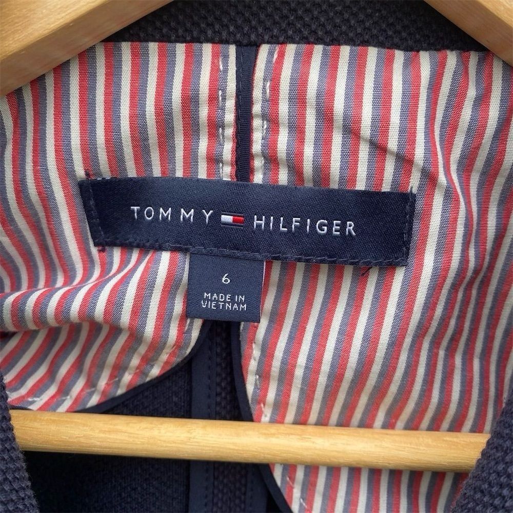 Tommy Hilfiger Women's Blue Knit Blazer Size 6 Two-Button Notch Lapel Heritage - Picture 4 of 6